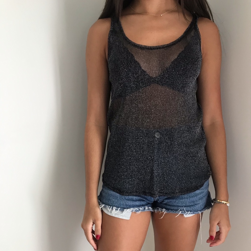 Zara Sheer Sparkly Tank Top